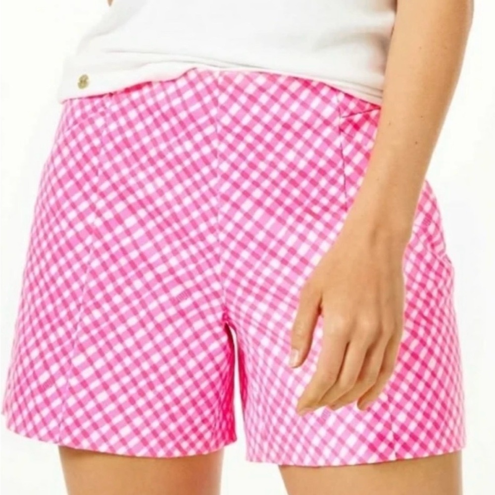 Lilly Pulitzer Arabeth Vibrant Pink Gingham Tailored Shorts